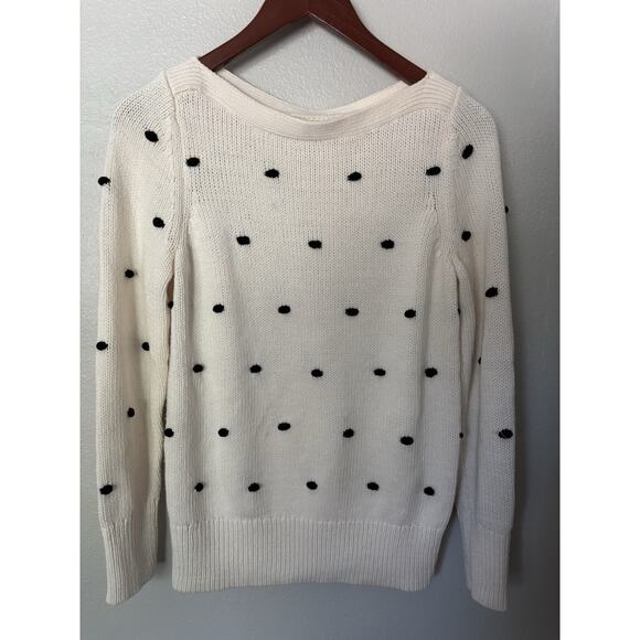 Loft Sz Small Knit Cotton Bobble Dot Sweater Preppy Casual Polk a Dot - Picture 3 of 8